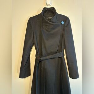 Kenneth Cole Asymmetrical Belted Maxi Wool-Blend Coat, Women’s Size 4
